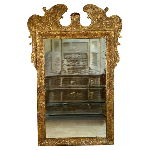 18th Century English George II Gilt Carved Mirror