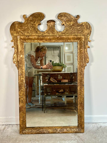 18th Century English George II Gilt Carved Mirror