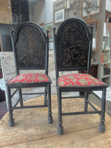 Pair Antique French Provençal Painted Chairs