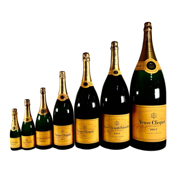 Graduated Veuve Clicquot Sealed Bottles Set of 7