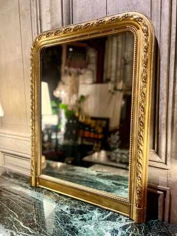 Antique French Gilt Beaded & Scrolled Louis Philippe Mirror