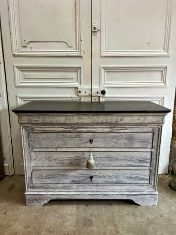 Vintage French Chest w/Greige Distressed Wash & Faux Marble Top