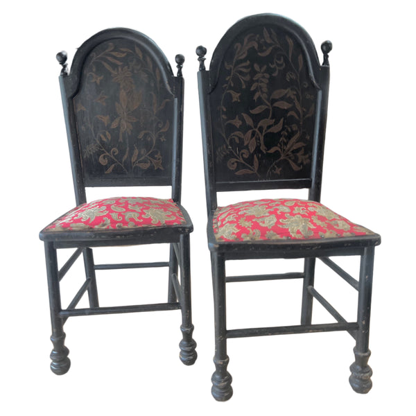 Pair Antique French Provençal Painted Chairs