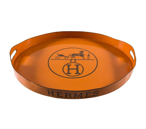 Vintage Hermes Inspired Oversized Metal Tole Tray