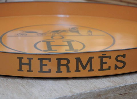 Vintage Hermes Inspired Oversized Metal Tole Tray