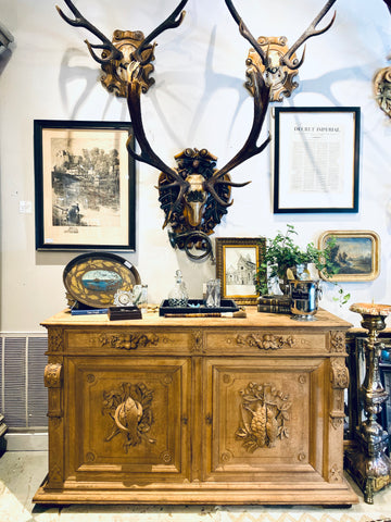 Antique Carved Wood Hunt Cabinet Found in France