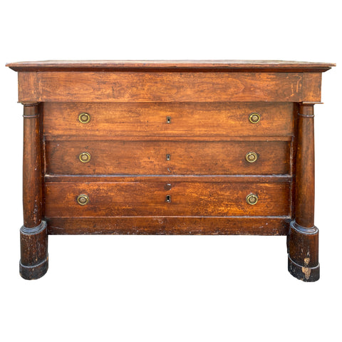 Antique French Neoclassical Empire Commode with Mahogany Veneer