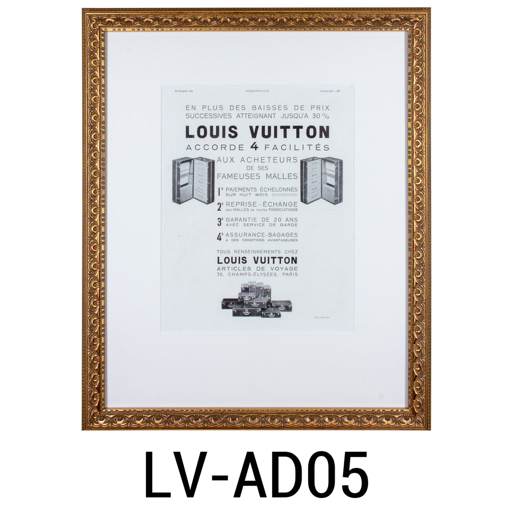 Louis Vuitton French Art Print in Vintage Gilt Frame Trunks and Suitcases