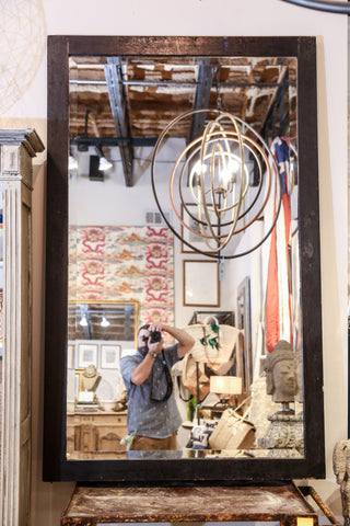 Large Vintage French Wood Frame Bevelled Floor Mirror Found in Paris