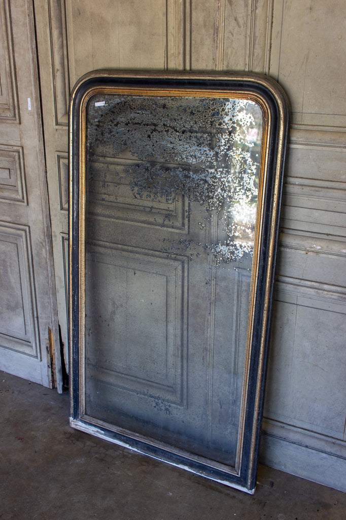 Antique French Distressed Black/Gold Louis Philippe Mirror – Laurier Blanc
