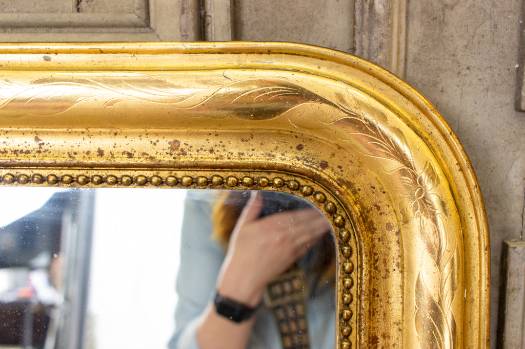 Gold Louis Philippe Mirror with Lattice Design - Foxglove Antiques