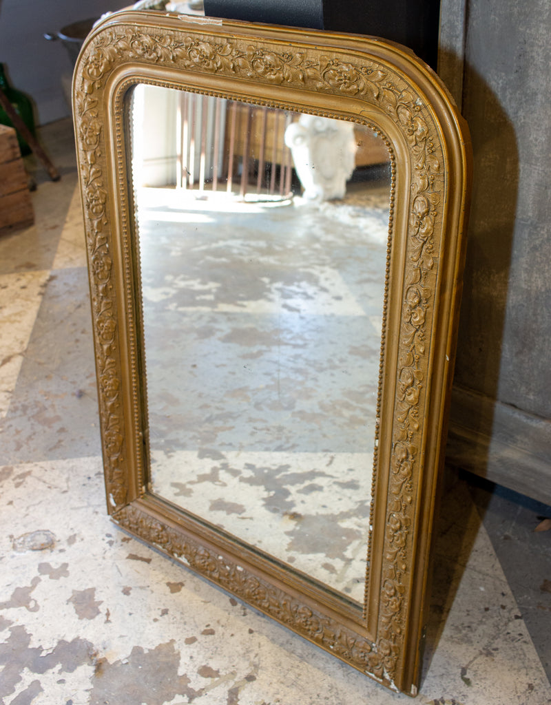 Antique French Bright Gold Gilt Louis Philippe Mirror with Floral Deta –  Laurier Blanc