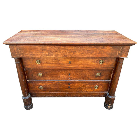 Antique French Neoclassical Empire Commode with Mahogany Veneer