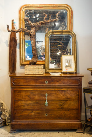 Antique French Louis Philippe Commode with Bureau Drawer in Mahogany